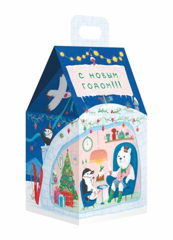 Коробка новогодняя подарочная Новогоднее иглу, 91х70х157 (+30) мм (домик) — изображение 4